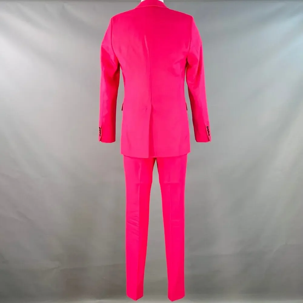 AMI by ALEXANDRE MATTIUSSI Size 36 Fuchsia Pink Black Wool Peak Lapel Suit
